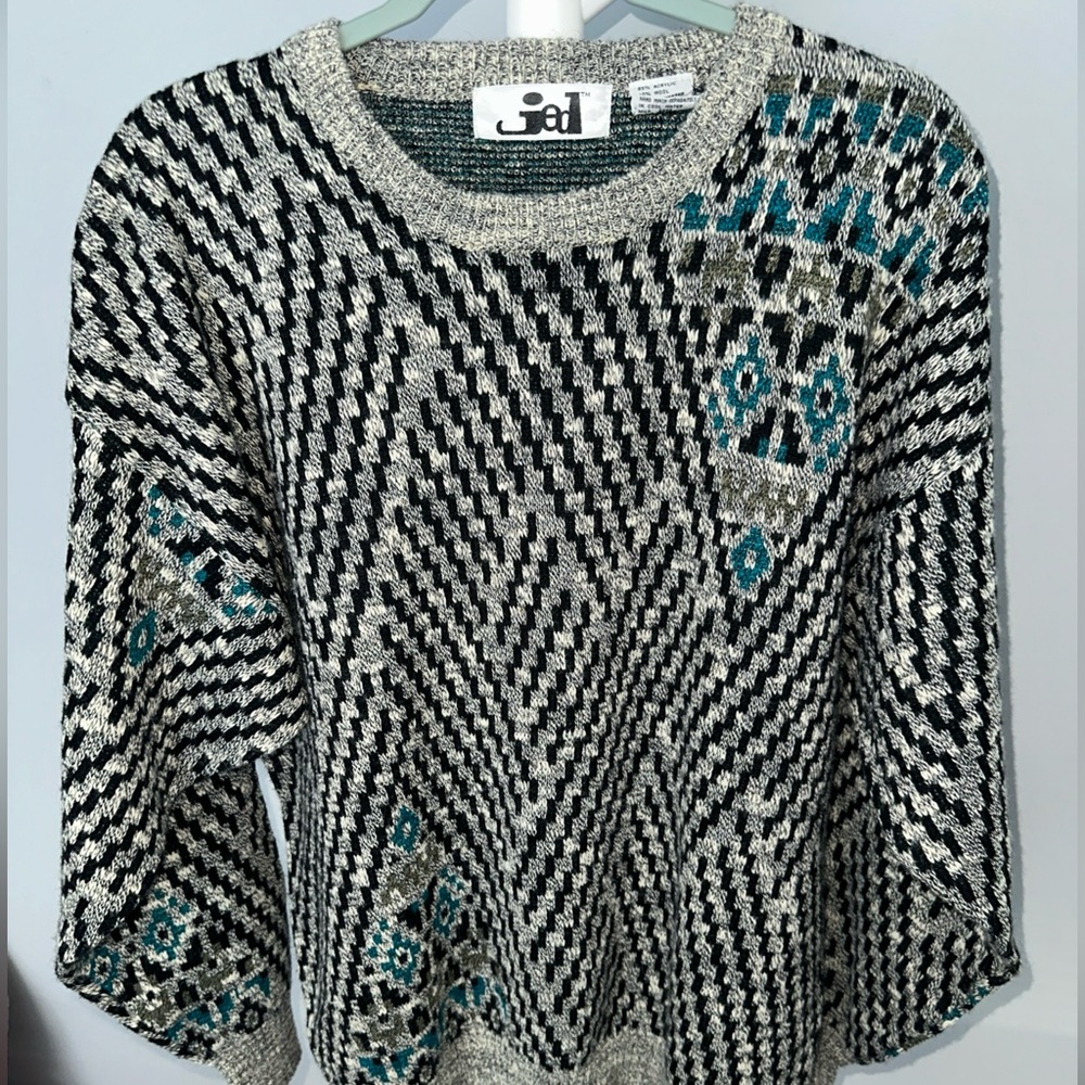 Vintage Jed Crewneck Sweater Wool Blend Large Geometric